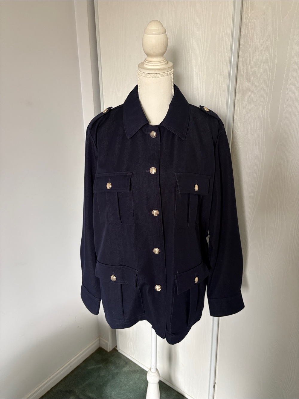 Classic Men's Navy Button-Front Utility Jacket